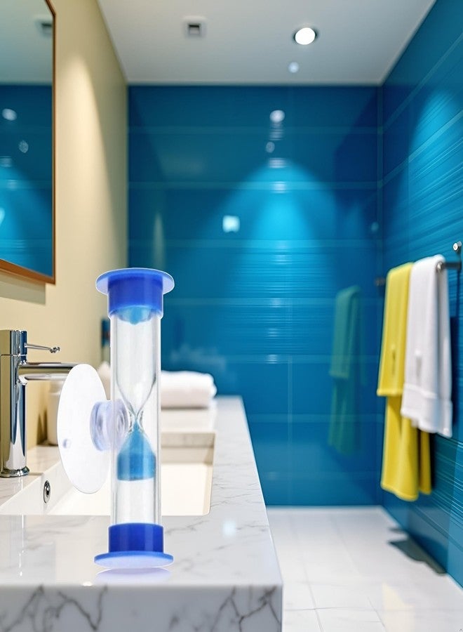 Zhuluck 2 Minute Sand Timer for, Toothbrush Timer for 2mins / 3mins Sand Clock Timer Plastic Suction Cup Hourglass Sandglass Desktop Ornament Party Favors（Blue ） - Image 3